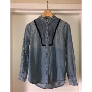 Free People Denim Button Down with distress